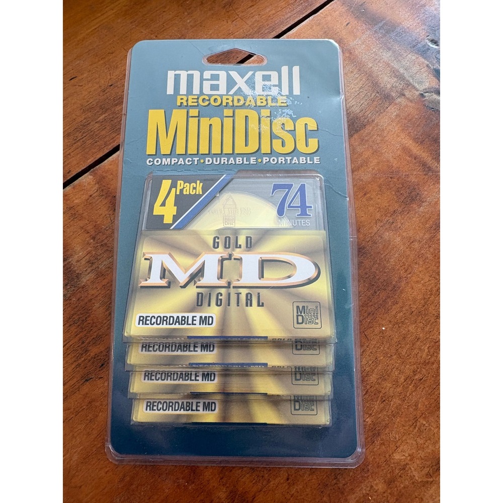 Maxell MiniDisc 4 Pack Gold MD Digital 74 Minute Recordable Blank Discs GMD-74